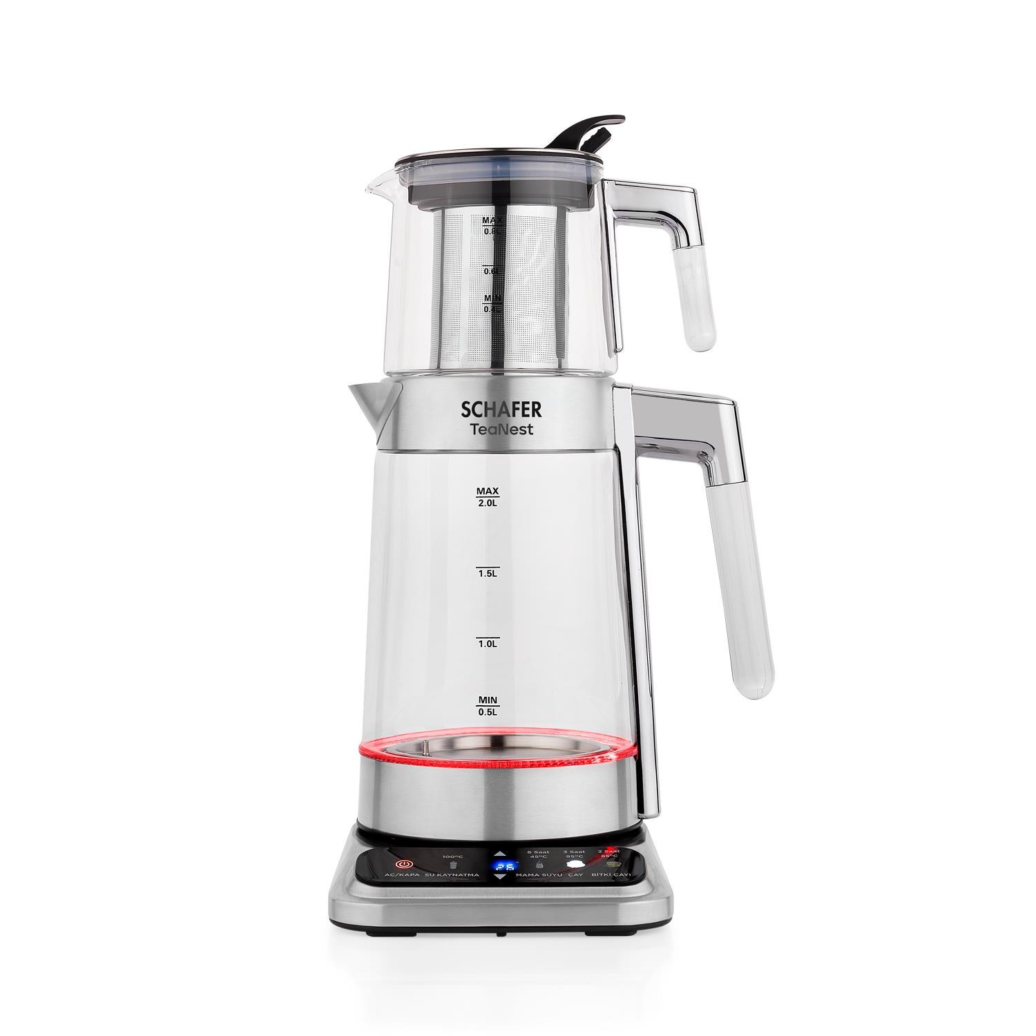 Schafer TeaNest Digital Glass Tea Maker Inox 2SE718-25001-INX01
