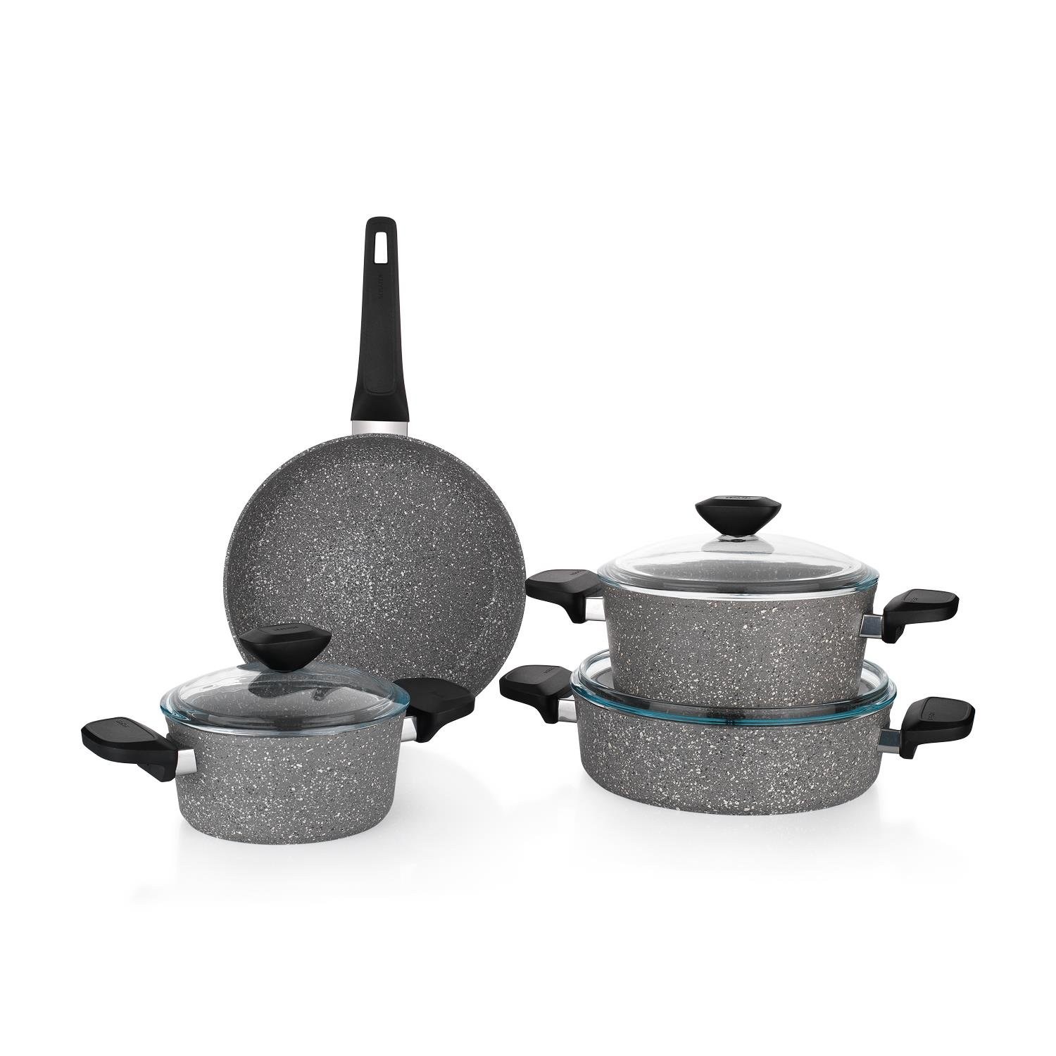 Schafer Etna 7-Piece Nonstick Cookware Set, Grey