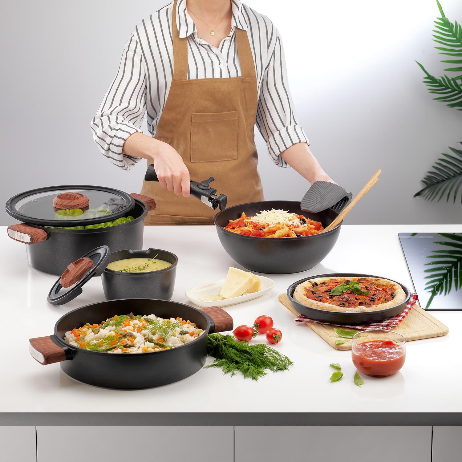Schafer Matrix Döküm 8-Piece Black Cookware Set