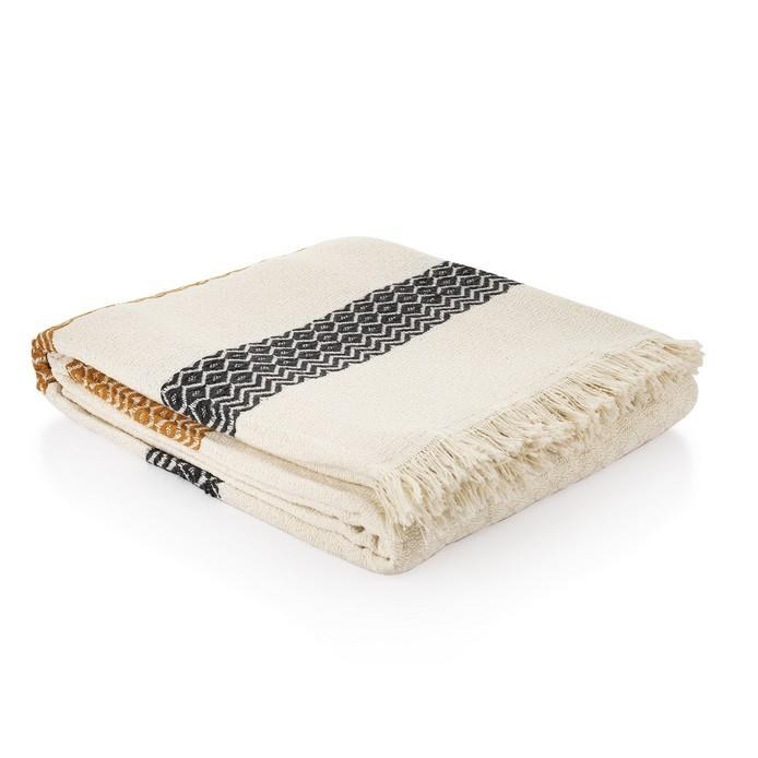 Schafer Wave Double Bedspread 200x230 cm Ecru/Mustard