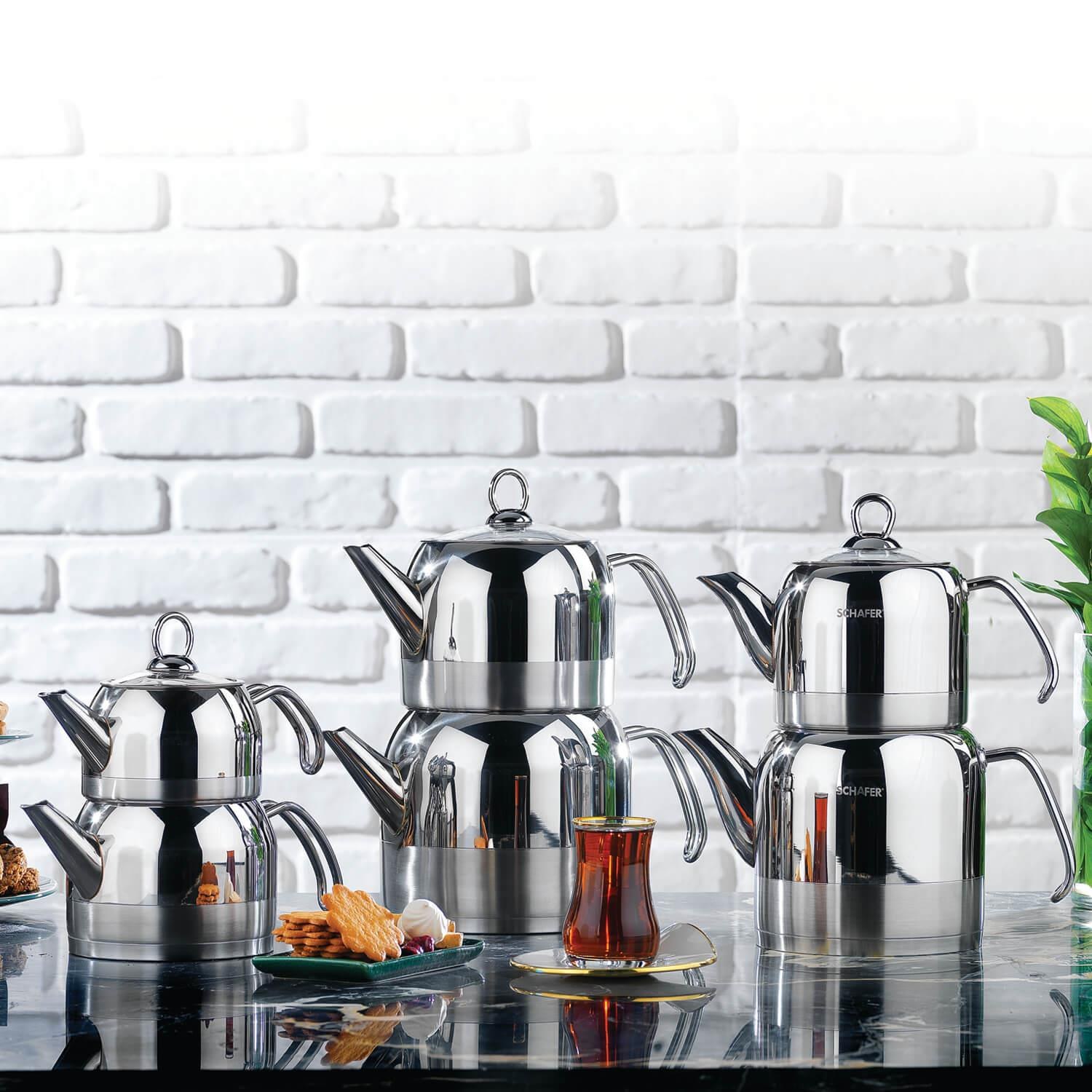 Schafer Ada Metal Small 4-Piece Steel Stovetop Teapot Set