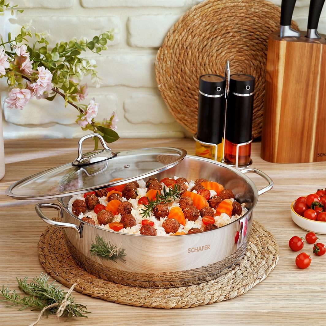 Schafer Held Shallow Casserole 30 cm, 2-Piece, Inox