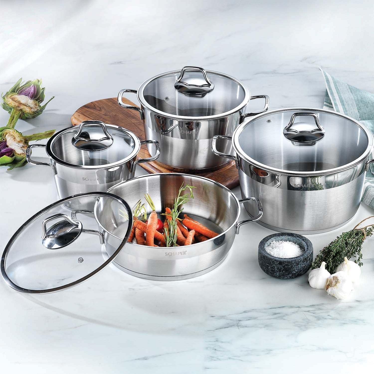 Schafer Vals SHF2410 8-Piece Stainless Steel Cookware Set