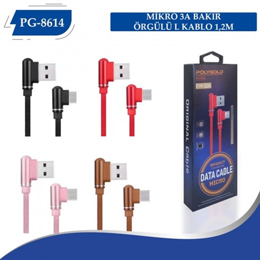PG-8614 Fast 3.0A Micro USB Şarj Data Kablosu