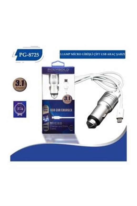 PG 8725 3.1A Araç Şarj Cihazı + Mikro USB Kablo