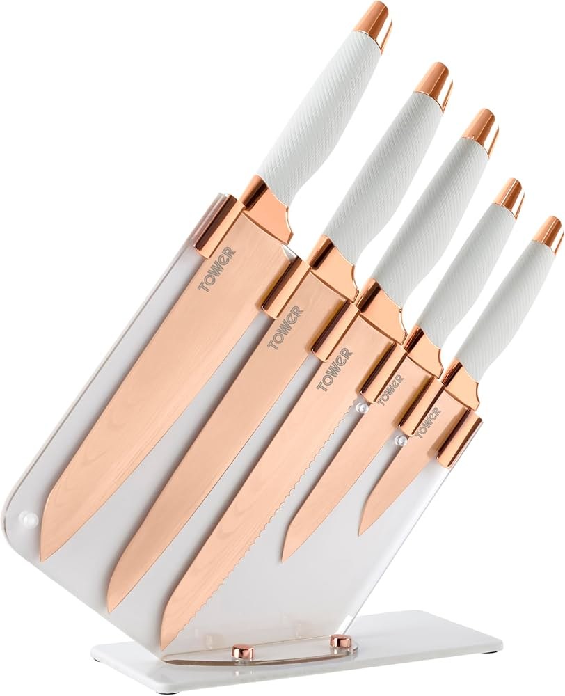Tower Damascus Rose Gold 5 Piece Knife Set T81532RW