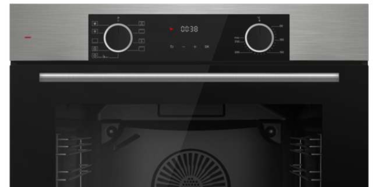 Ferre XE63MI, встраиваемый духовой шкаф 78 л, 9 функций, Inox и чёрное стекло