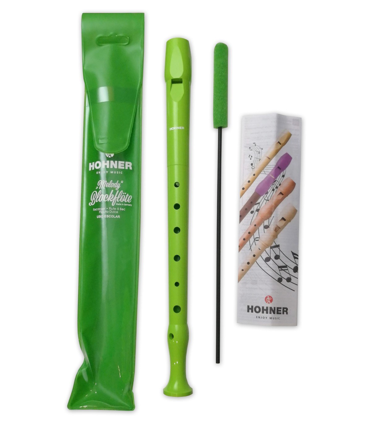 Hohner Melody Line Coloured Edition C-Soprano Recorder, Light Green, German System