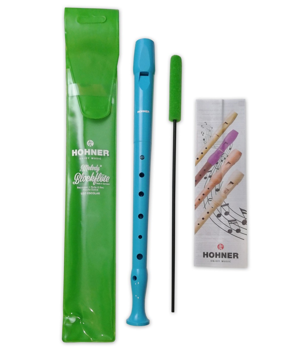 Hohner Melody Line Coloured Edition C-Soprano Recorder, Light Blue, German System