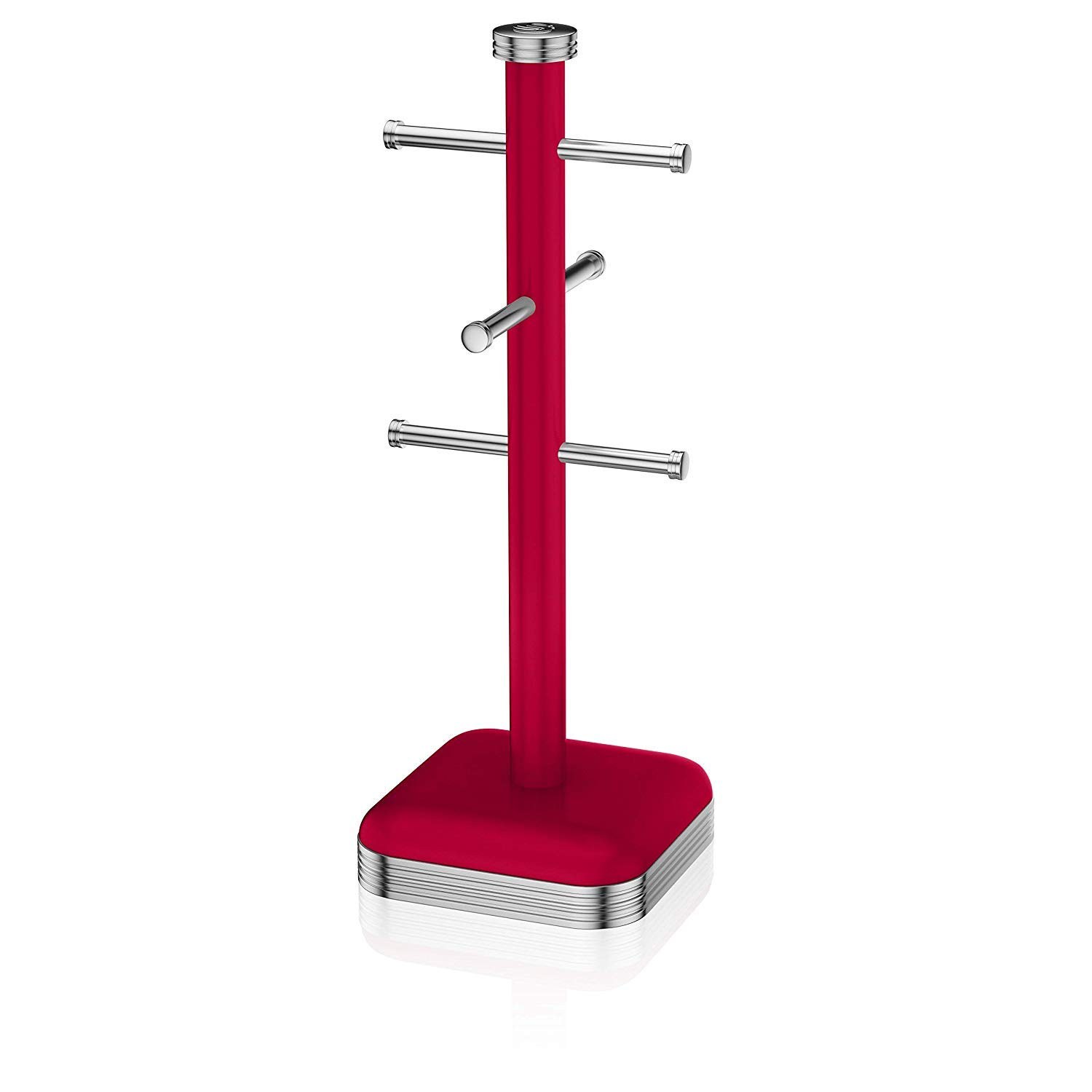 Swan SWKA1030RN Retro Mug Tree, 6 Cups, Red