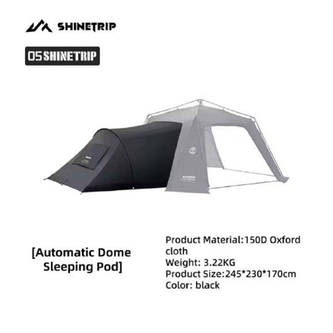 Shinetrip #05 Serisi Otomatik Kubbe Kamp Çadırı 245 × 230 × 170 cm Siyah