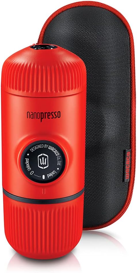 WACACO Nanopresso Lav Kırmızısı Espresso Makinesi + Sert Taşıma Çantası