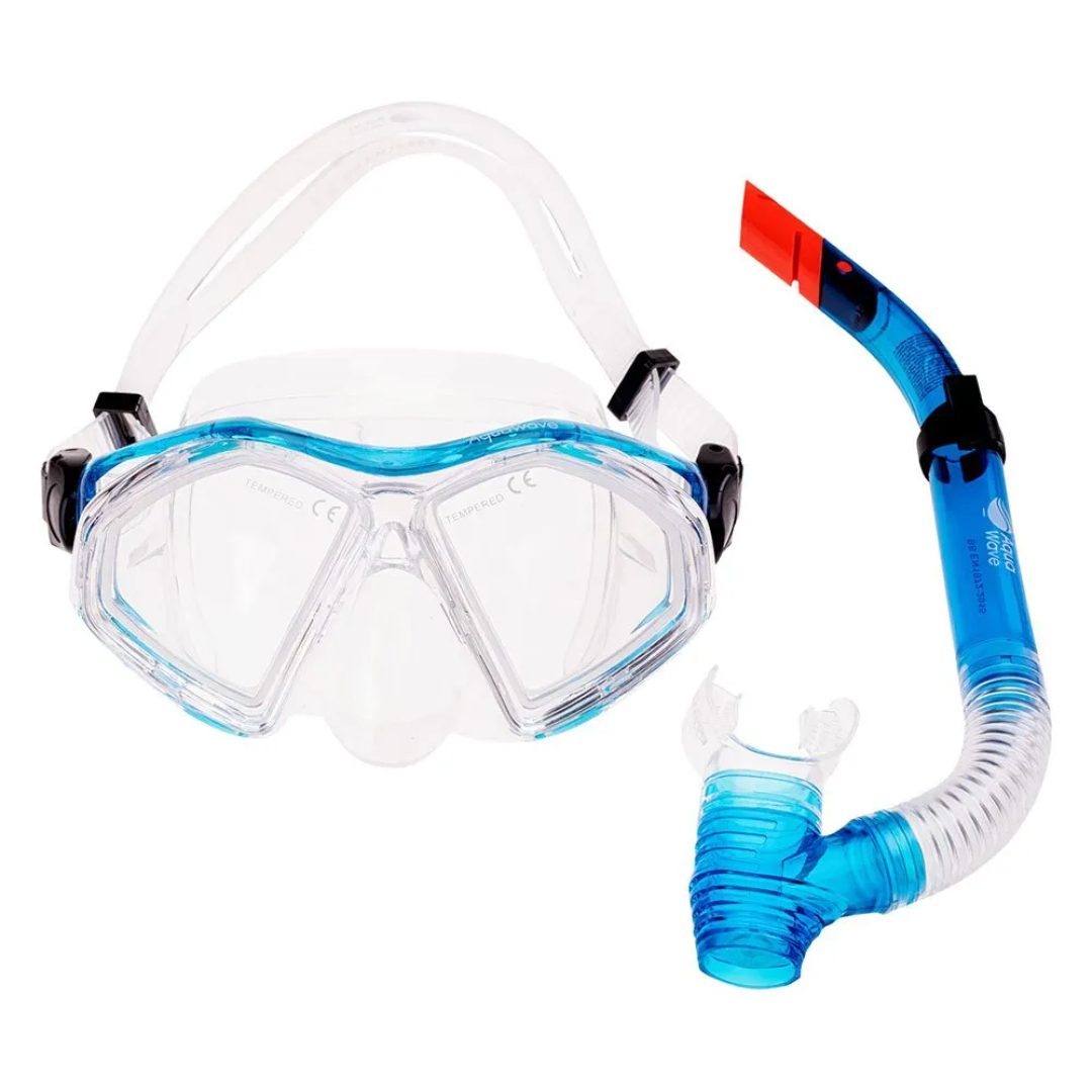 Aquawave Vanua Şnorkel Seti (Maske + Şnorkel) - Neon Mavi/Şeffaf