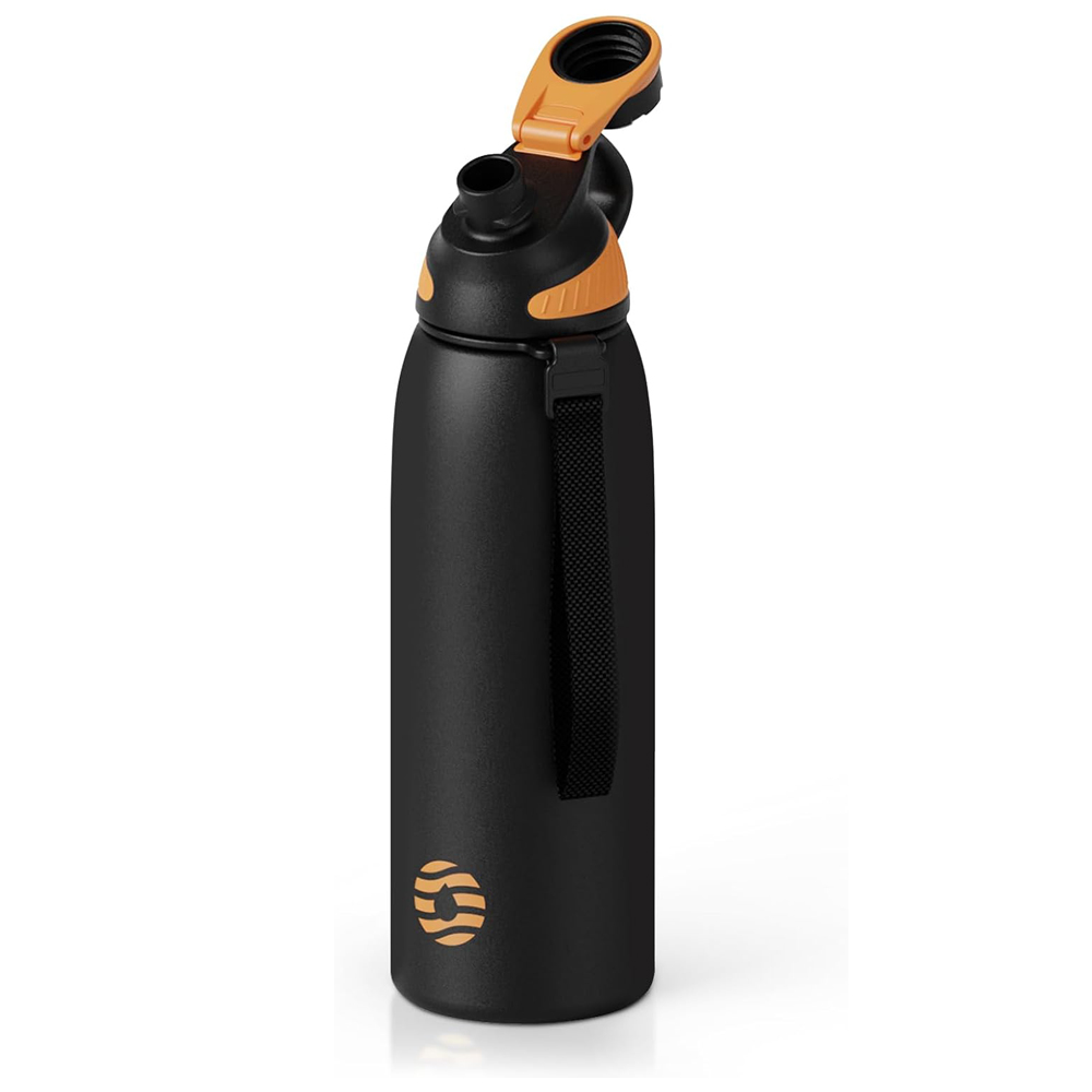 FEIJIAN Fjbottle Manyetik Kapaklı Spor Matara 1500 ml Siyah/Turuncu