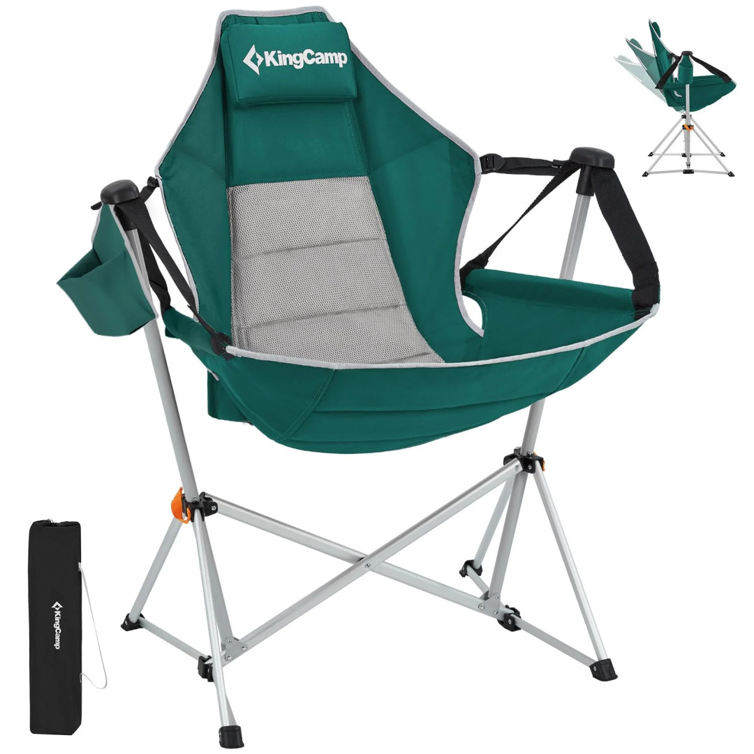 KingCamp Orchid C10 Salıncaklı Katlanır Kamp Sandalyesi (Yeşil/Gri)