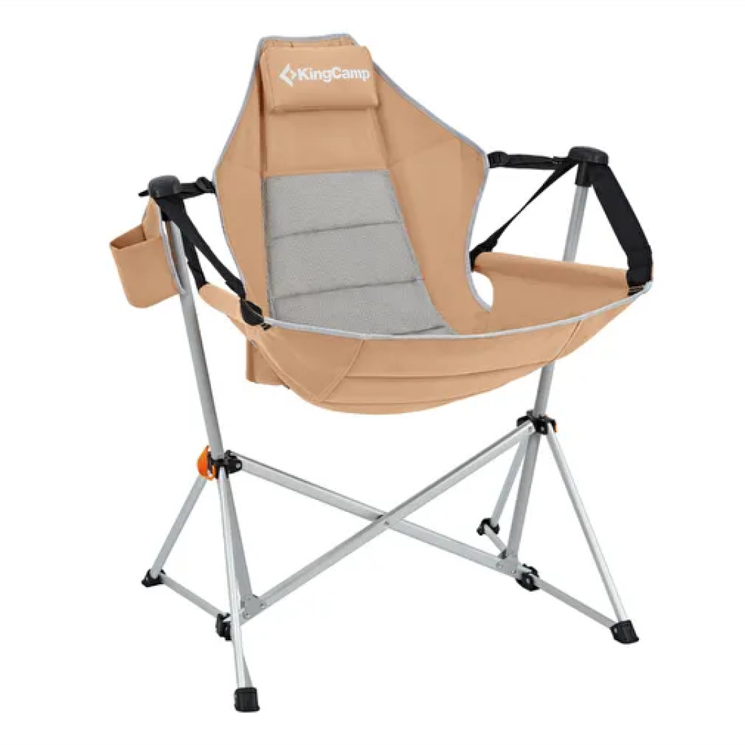 KingCamp Orchid C10 Salıncaklı Katlanır Kamp Sandalyesi (Khaki/Gri)