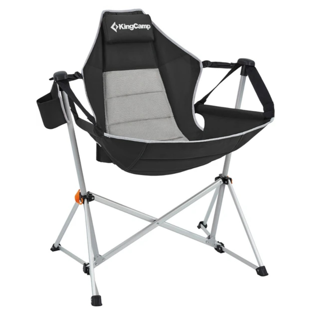 KingCamp Orchid C10 Salıncaklı Katlanır Kamp Sandalyesi (Siyah/Gri)