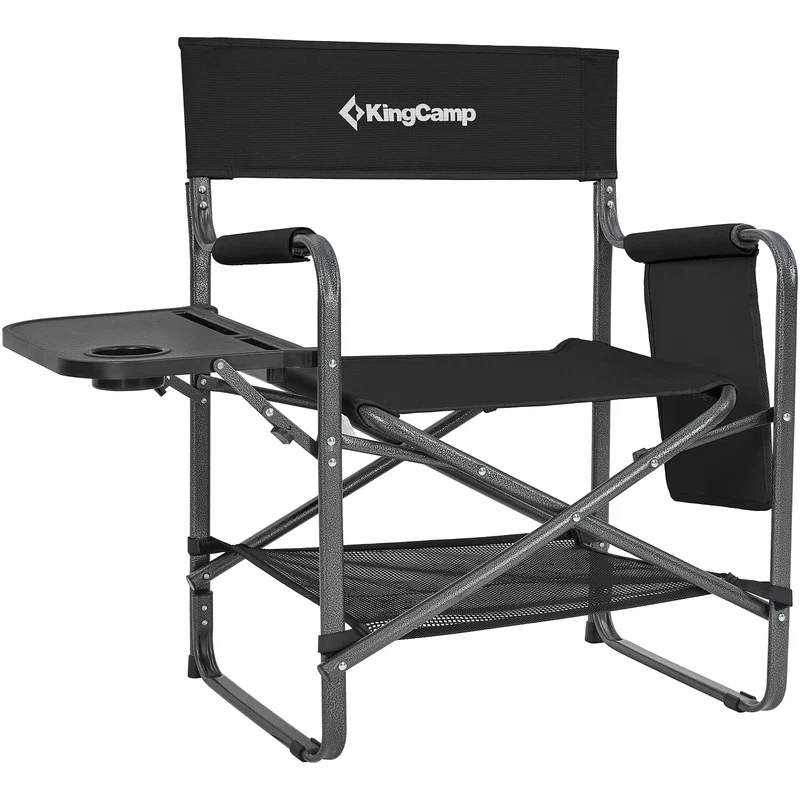 King Camp Director Chair 6927194775481 Siyah Yan Sehpalı Kamp Sandalyesi