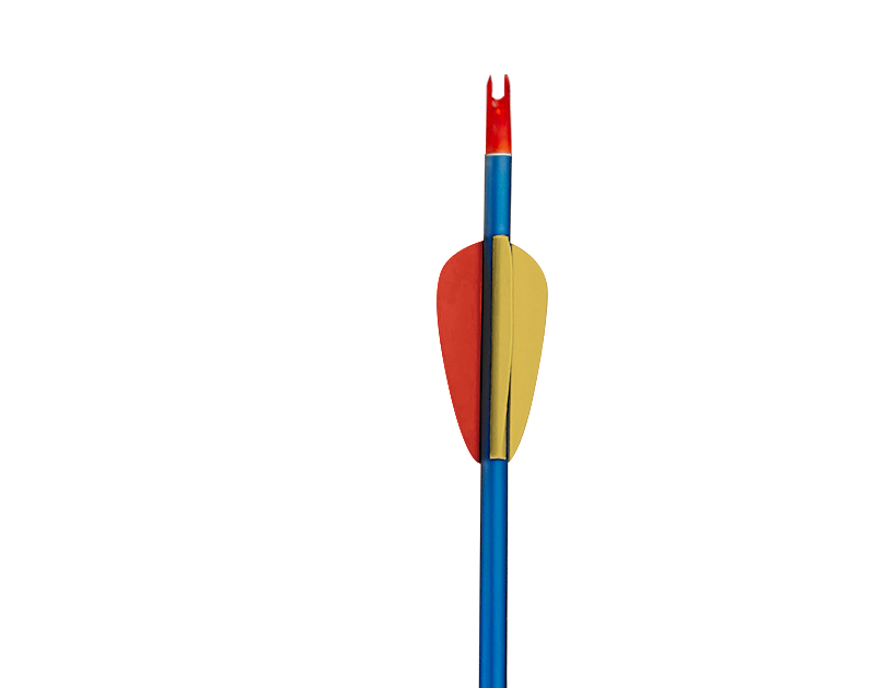 EK Archery Mavi Gövdeli Alüminyum Ok, Kırmızı Sarı Kanatlı 4710933465147