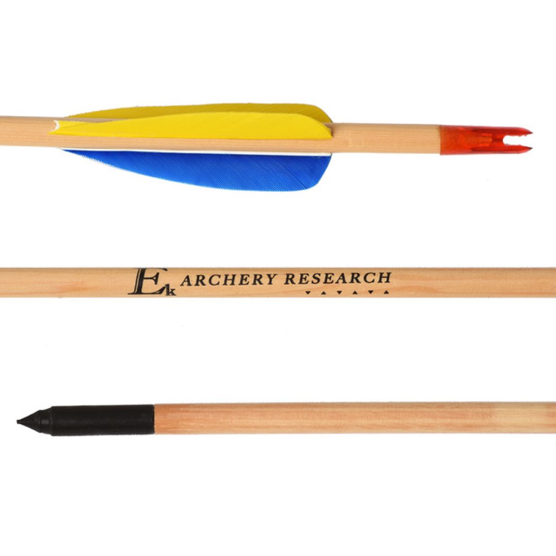 Black Point Wood Arrow 29" 3" Natural Feather 2 Yellow 1 Blue
