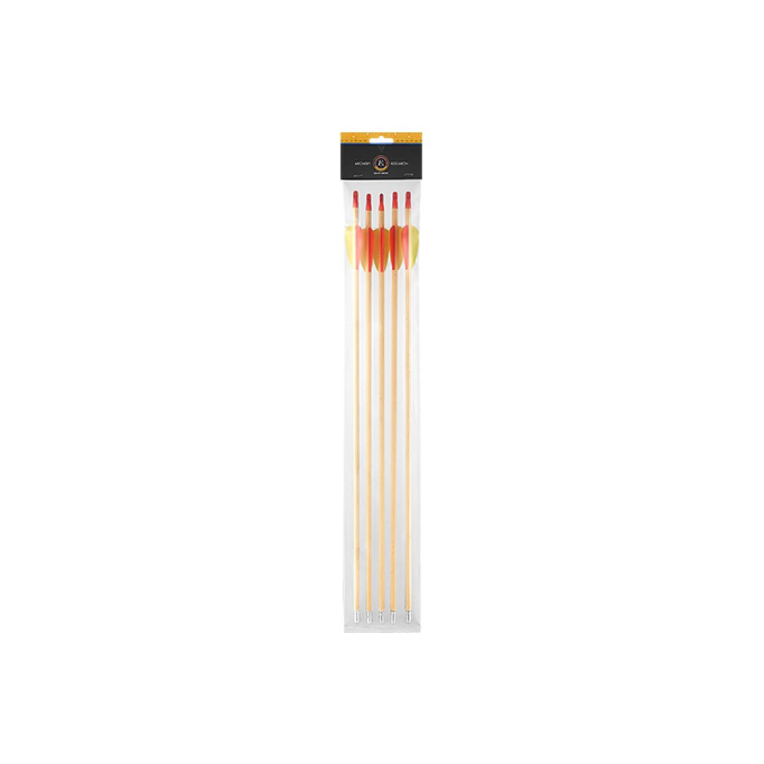 Black Point Wood Arrow 30" 2.5" Vanes 2 Yellow 1 Red 5 Pcs Bag (Ek)