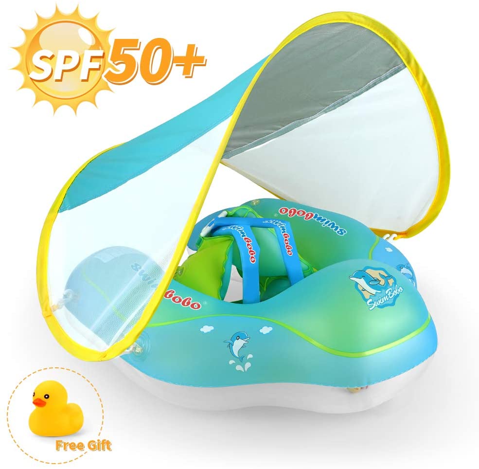 Swimbobo Unisex Mavi Yüzme Simidi, Bebek Simidi, Deniz Simidi GÖLGELİKLİ