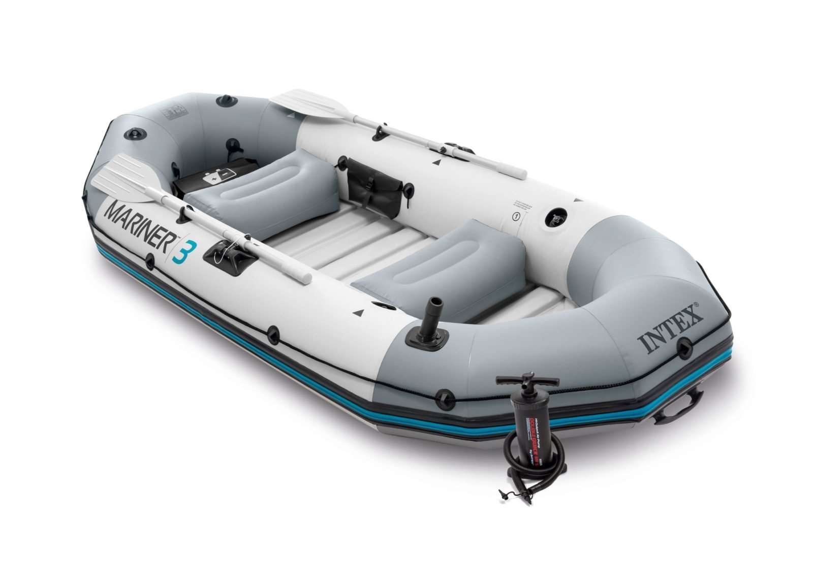 Intex 68373 Mariner 3 Bot Set – 297 × 127 × 46 cm – 3 Kişilik Şişme Bot Seti, 300 kg Kapasite