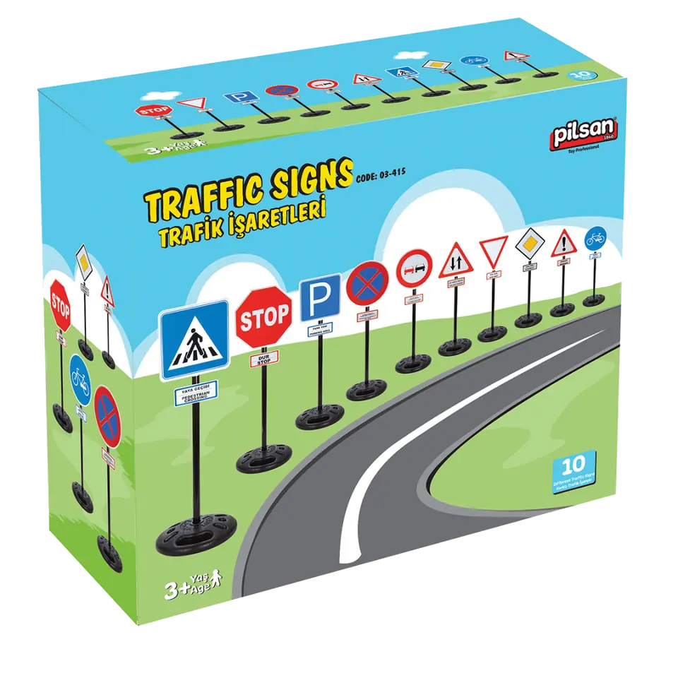 Pilsan Çocuk Trafik İşaretleri Oyuncak Seti 10 Parça 85 cm