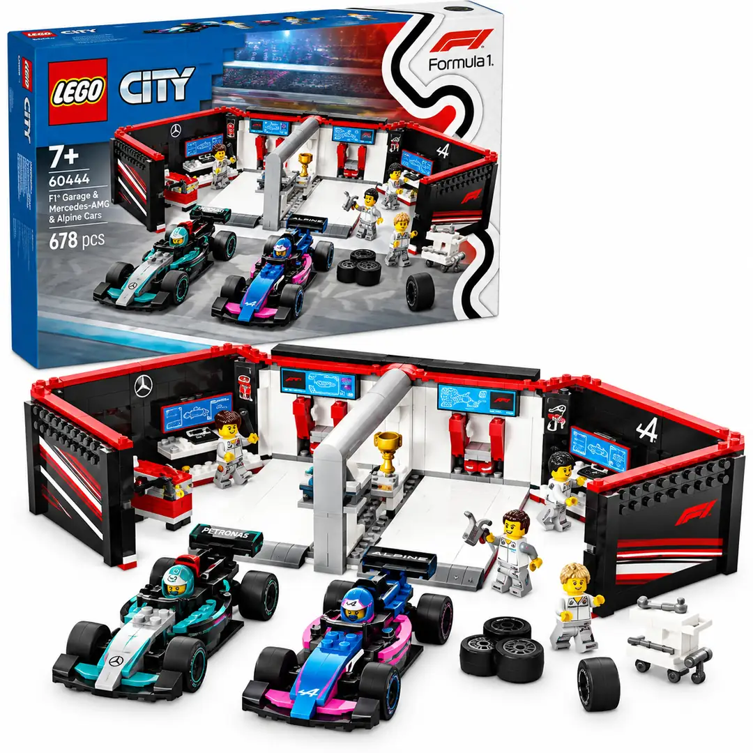 LegoCity F1 Garajı ve Mercedes-AMG ve Alpine Arabaları