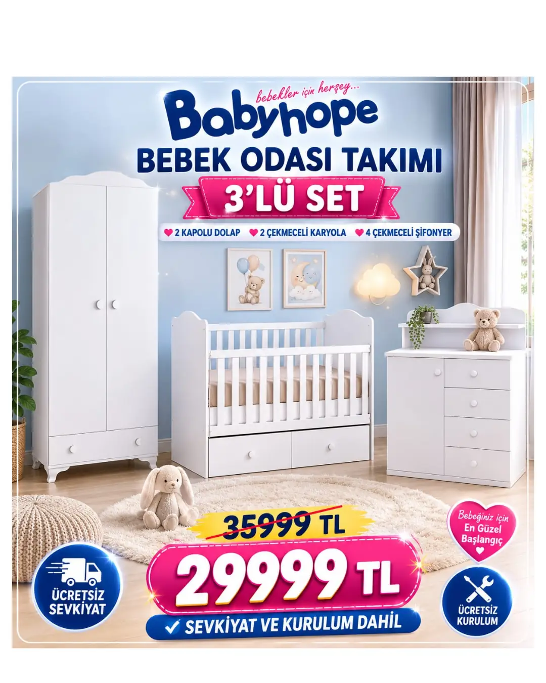 Bebek Odası Takımı 3'lü Set