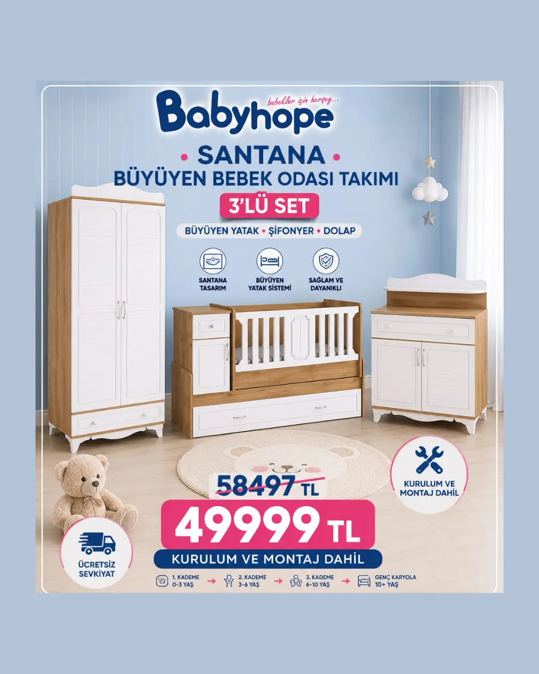 Santaan Büyüyen Bebek Odası Takımı