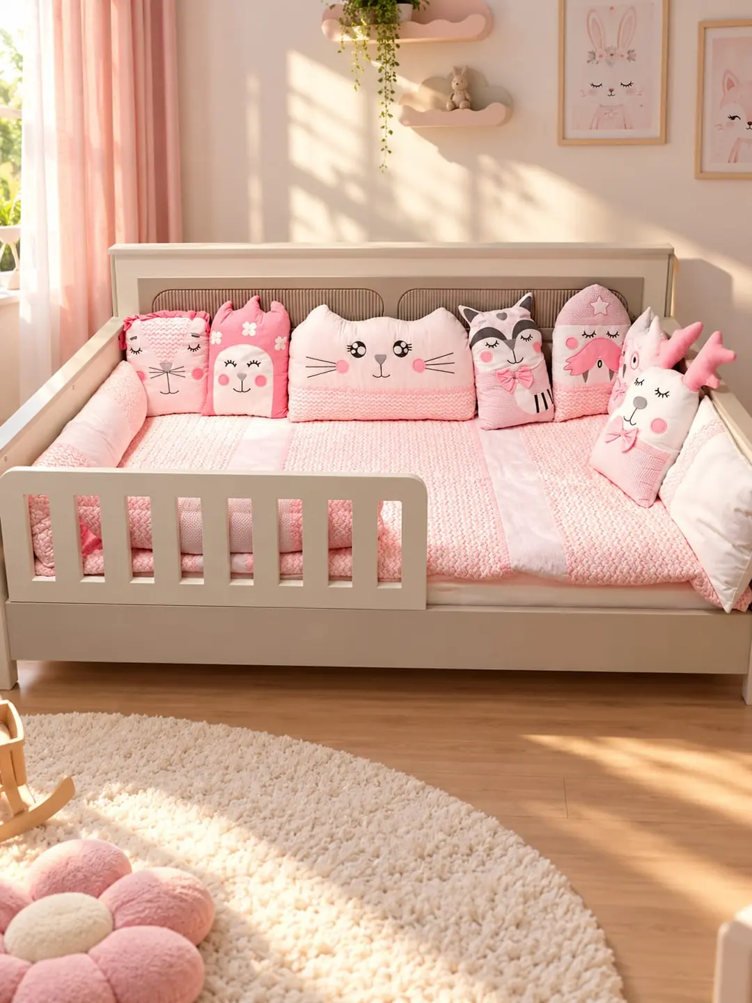Montessori 90X190 Pembe Uyku Seti