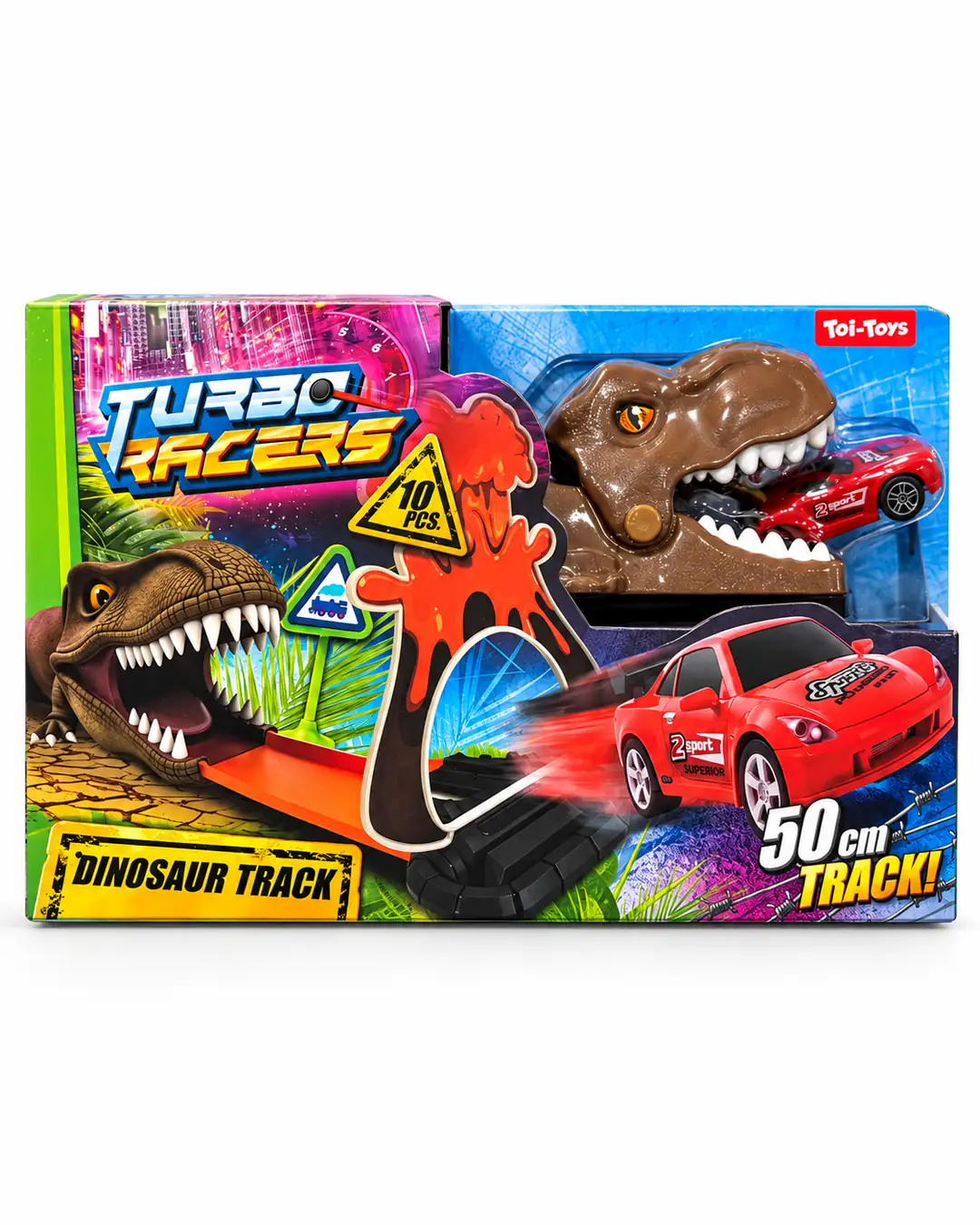 Toi-Toys Turbo Racers Dinozor Yarış Pisti ve Araba Seti – 10 Parça
