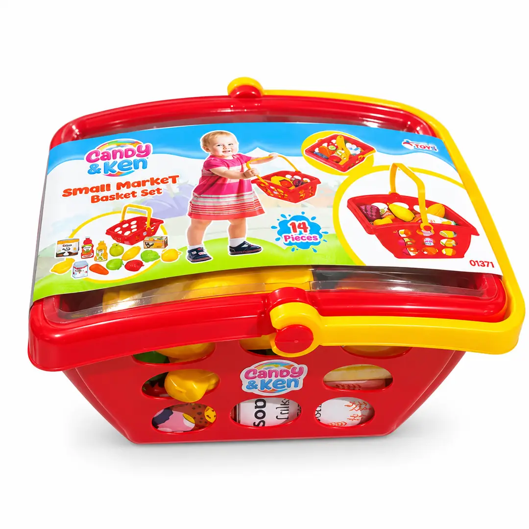 Dede Candy & Ken 14 Parça Oyuncak Market Alışveriş Sepeti Seti – Kırmızı