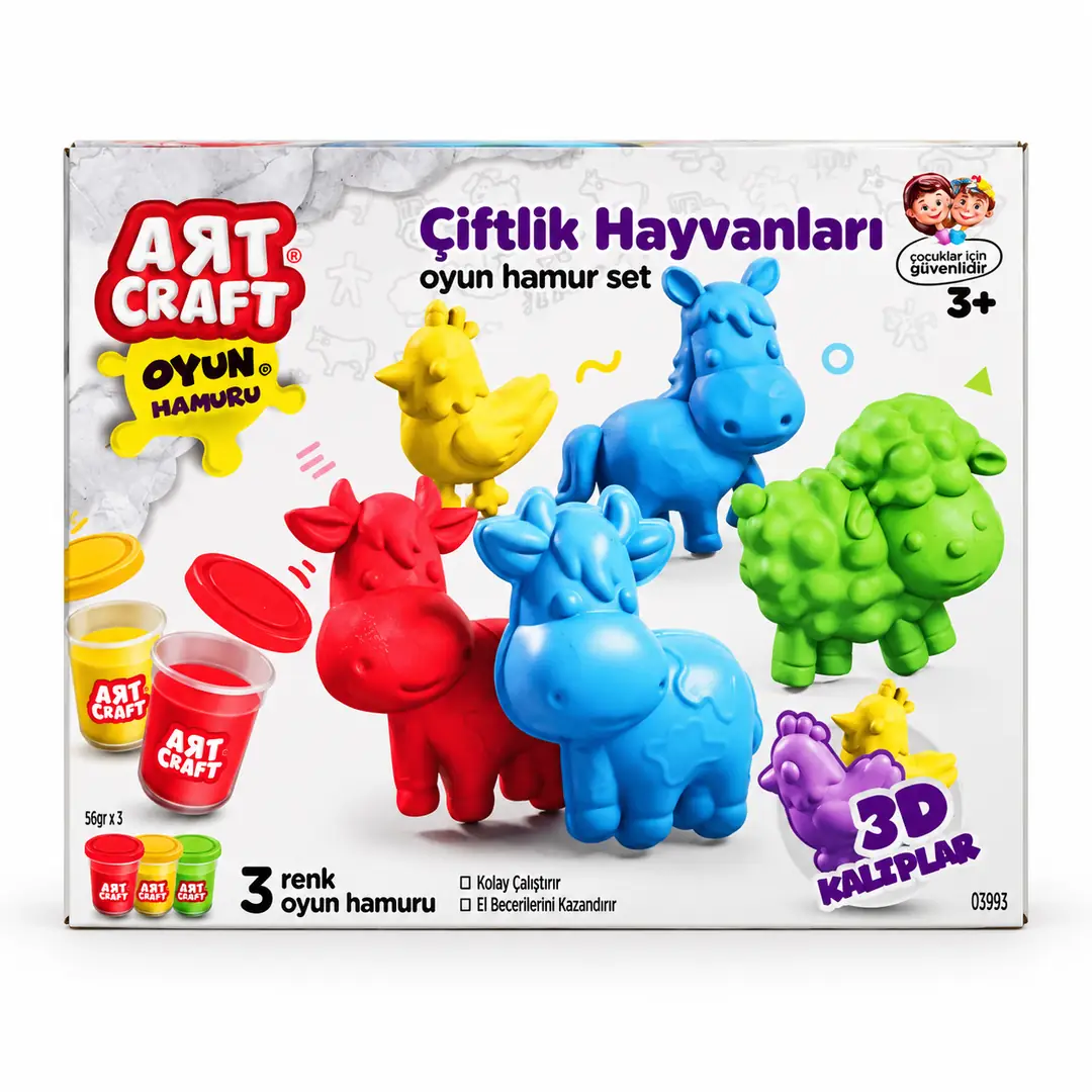 Art Craft Çiftlik Hayvanları 3D Kalıplı Oyun Hamuru Seti