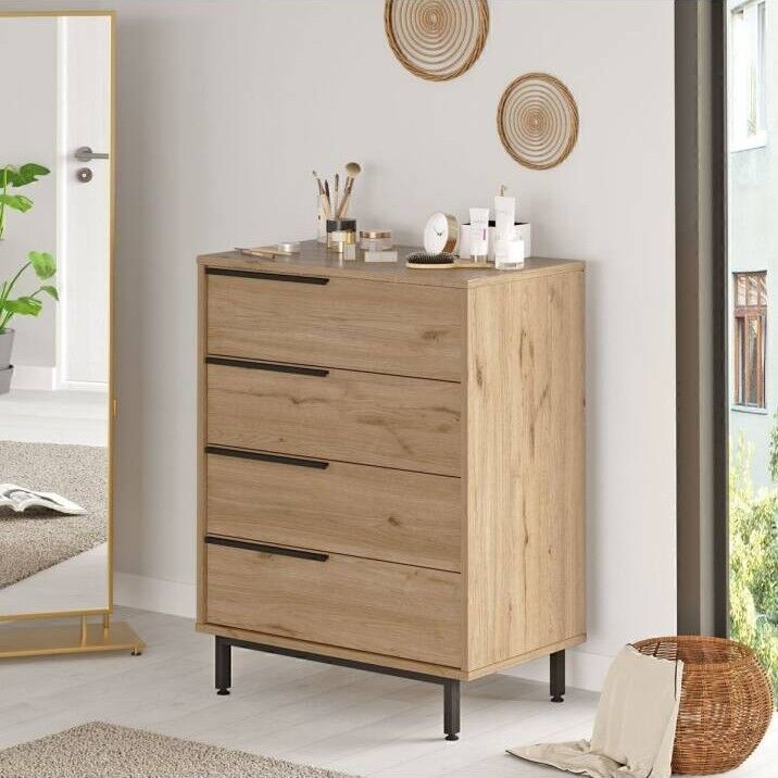 Şifonyer 4 Çekmeceli 445x748x951MM Cam