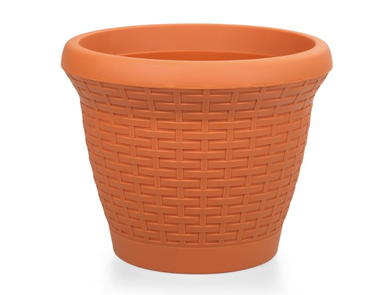 Serinova Round Wicker-Style Terracotta Plant Pot No. 3
