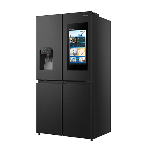 Hisense RQ760N4IFE 577 lt. 4 Kapili Gardirop Tipi NO Frost Su ve Buz Hazneli Ekranli Buzdolabı Siyah