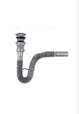 Lavabo Sifonu Stoplu Pop-UP Körüklü Gri Ø32MM