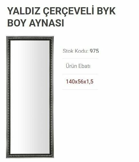 Boy Aynası Büyük Yaldiz Çerçeveli 140*56CM