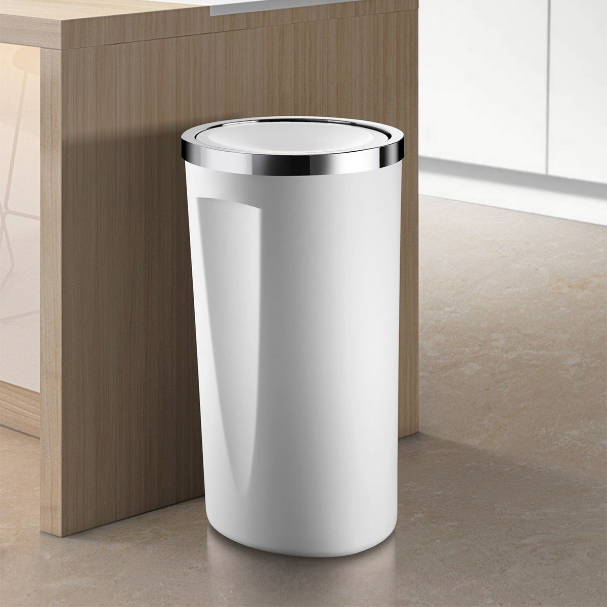 Çöp Kovası 35 lt Plastik Kapak Beyaz Lenox