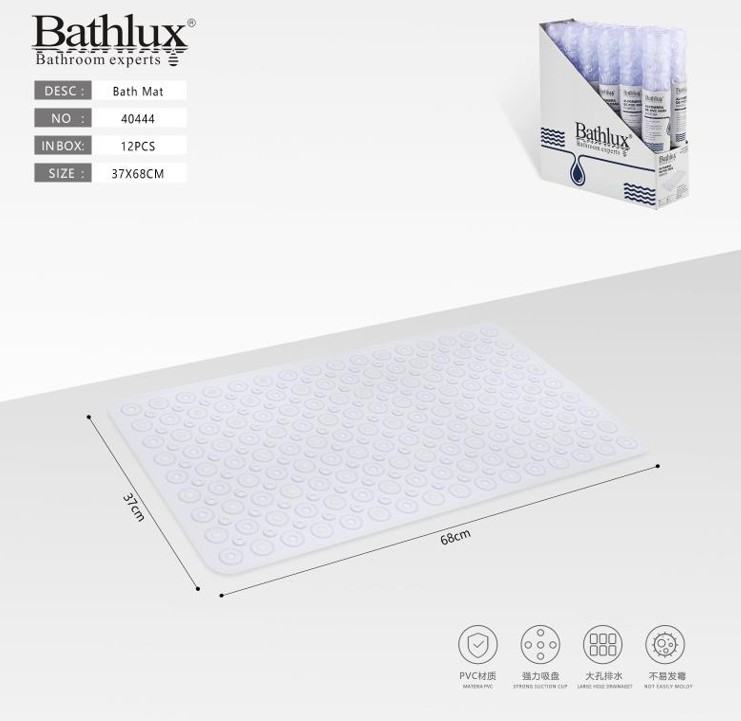 Banyo Paspası 68X37CM Şeffaf Beyaz