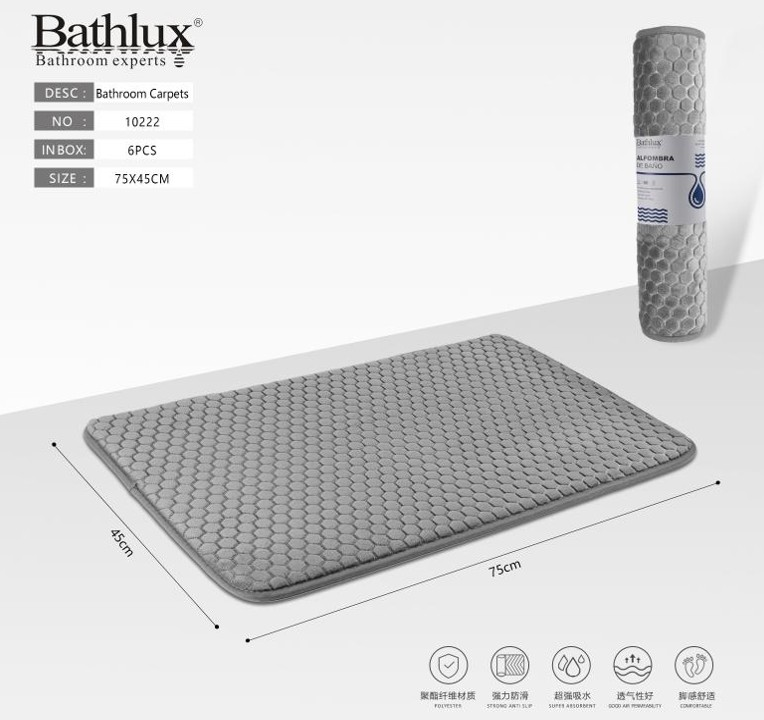 Banyo Paspası 45*75 cm Altıgen Şekilli Gri