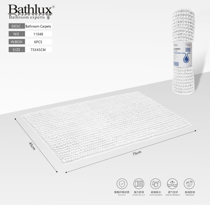 Banyo Paspası Dokulu 45x75 Beyaz