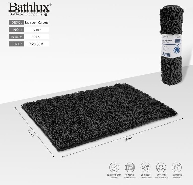 Banyo Paspası Dokulu 45x75 Siyah