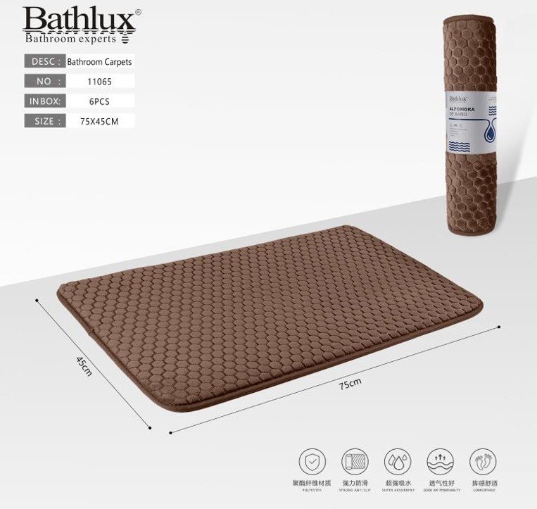 Banyo Paspası 45*75 cm Altıgen Şekil Kahve