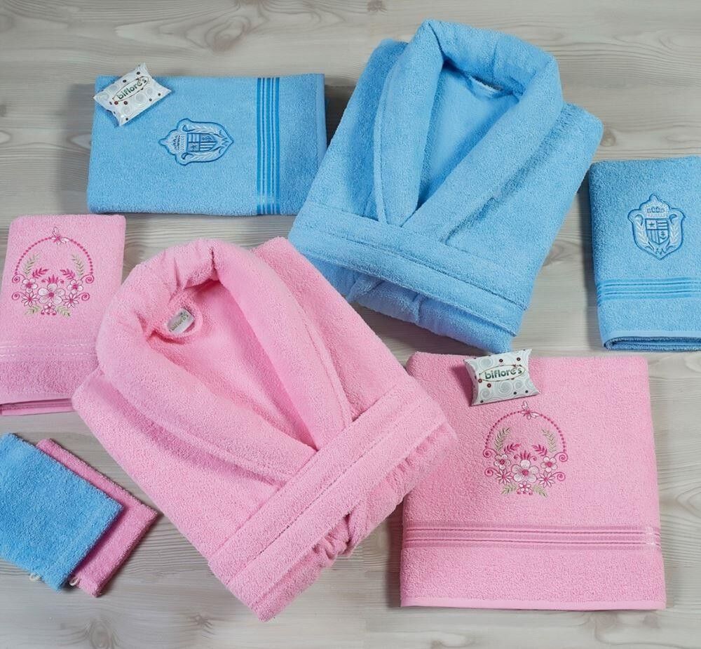 Bornoz Set Aile Bukle Jakarlı 8 PRÇ Asorti