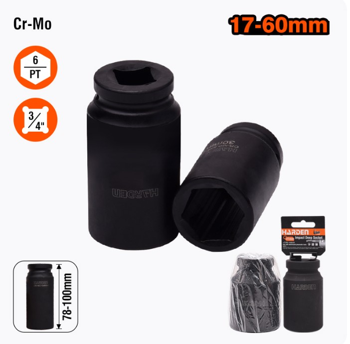 Lokma Anahtarı 46 mm 3/4'' 6 Köşe Derin Lokma