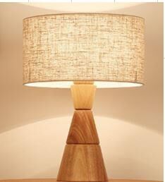 Abajur Ahşap Ayak 3 Katlı Keten 18*36CM