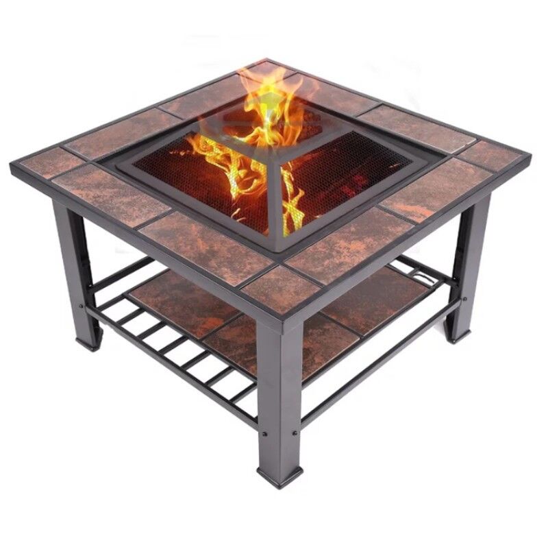 Bahçe Şöminesi Kare ve Bbq Grill 76X76X50CM